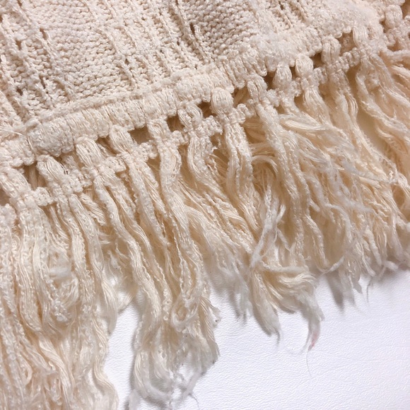 Vintage Cream Poncho Fringe Cardigan - Picture 6 of 7